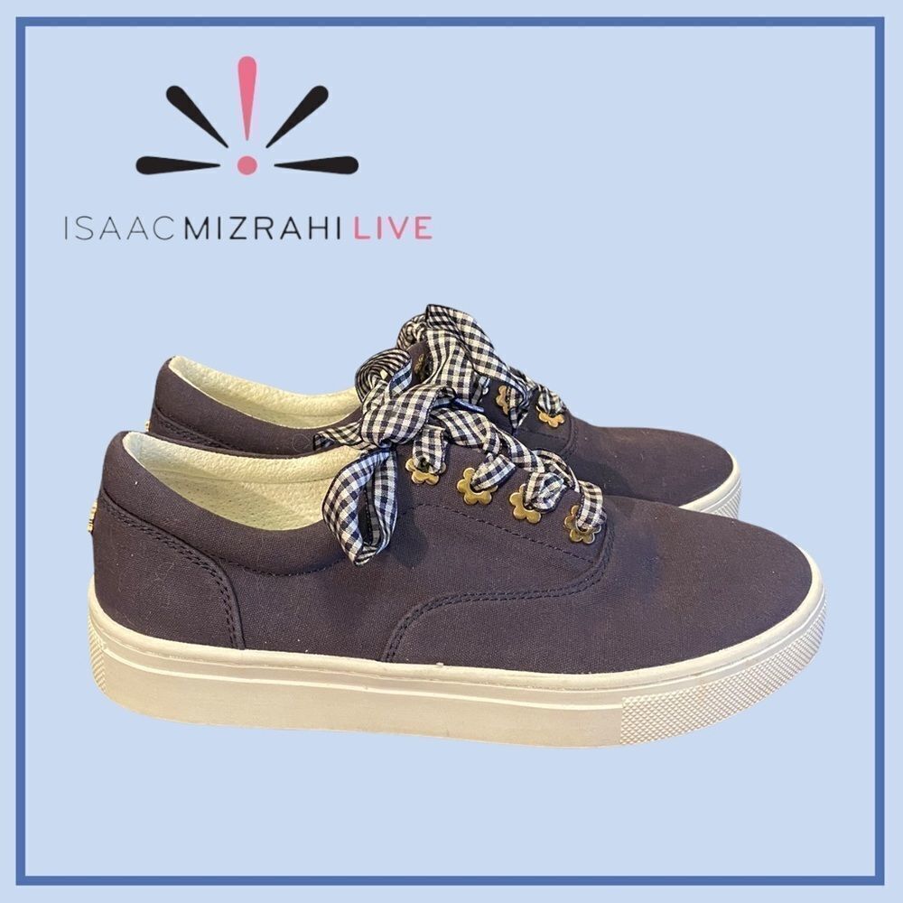 Isaac Mizrahi Live Canvas Gingham Sneakers 6.5
